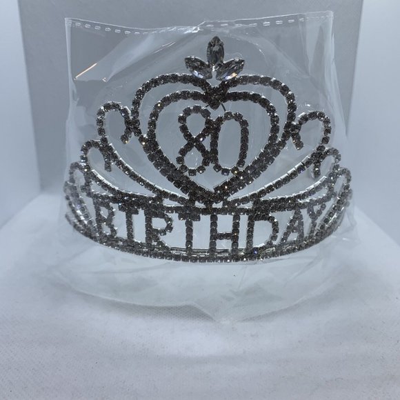 DcZeRong Enjoy Your Day Silver Tiara Birthday Crown With Hair Combs READ - Picture 3 of 4